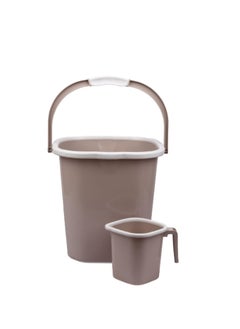 Regalo Regalo Solid Coloured Square Funk Bucket Set (Bucket + Mug + Stool) (Brown, 25Ltr)  - Image 5