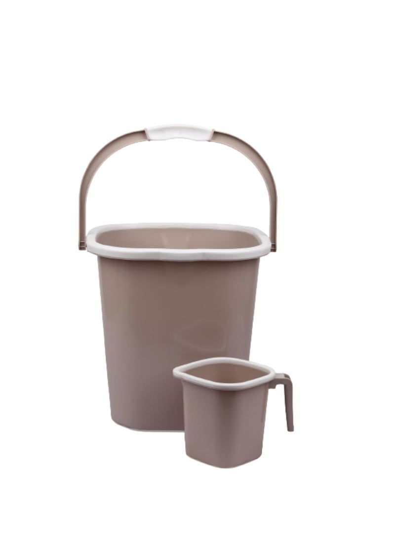 Regalo Regalo Solid Coloured Square Funk Bucket Set (Bucket + Mug + Stool) (Brown, 25Ltr)  - Image 5