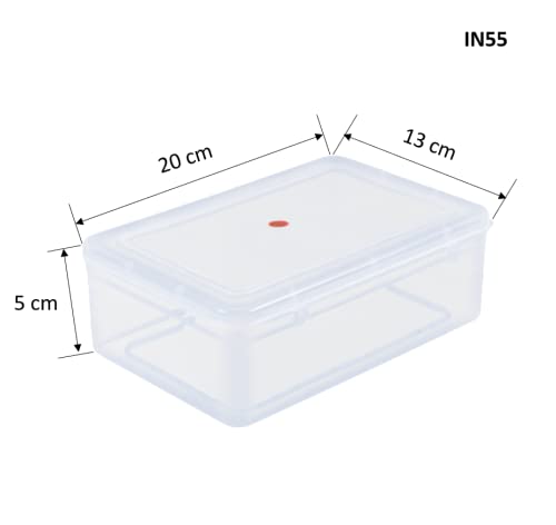 SHOPATHON INDIA IN55 Clear Plastic Storage Box Organizer Rectangle Medium Size Container With Lid And Lock Combo 4 Same Size 13x20x5 cm - Image 3