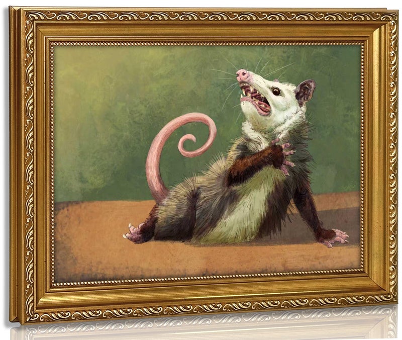 TUTENG Unframed Funny Opossum Wall Art Humor Opossum Painting Picture Wall Decor Quirky Animal Poster Print Artwork for Living Room Bedroom Home Office Home Decroation 12x16in Unframed - Image 1