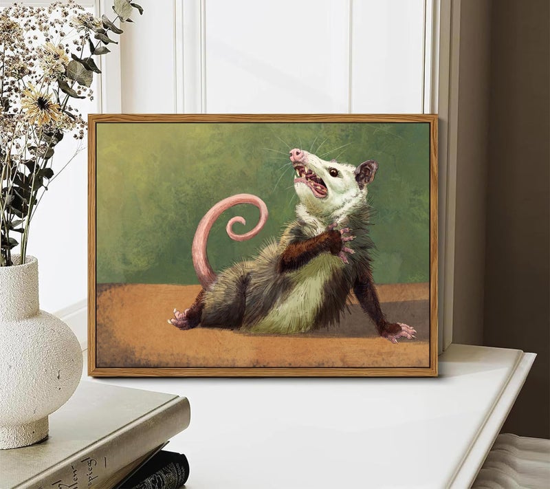 TUTENG Unframed Funny Opossum Wall Art Humor Opossum Painting Picture Wall Decor Quirky Animal Poster Print Artwork for Living Room Bedroom Home Office Home Decroation 12x16in Unframed - Image 2