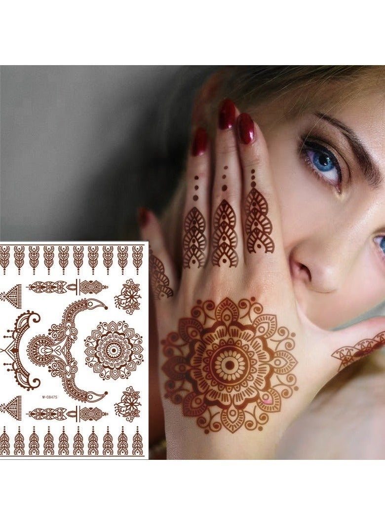 GlamKit 9-Piece Henna Hand Waterproof Temporary Semi-Permanent Stickers - Image 2