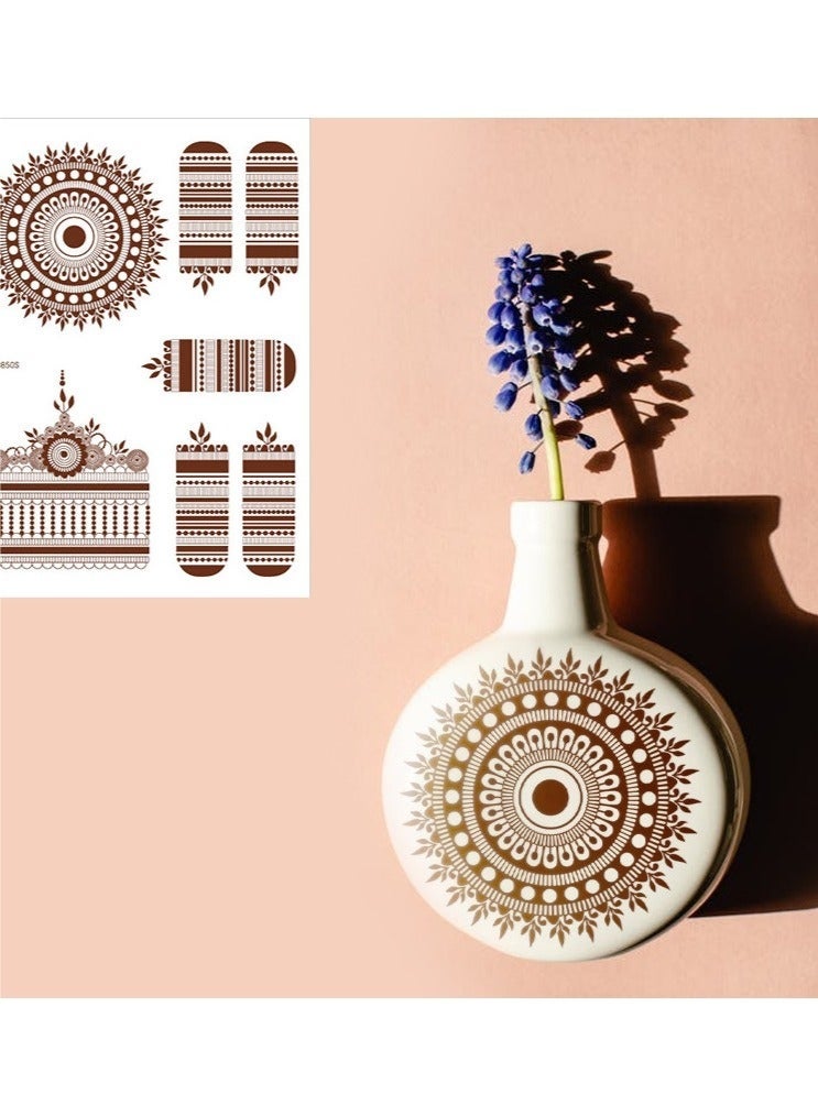 GlamKit 9-Piece Henna Hand Waterproof Temporary Semi-Permanent Stickers - Image 4