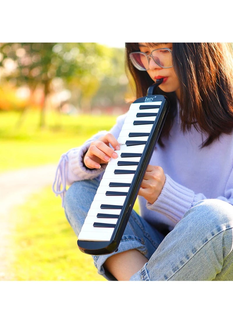 آيرين 32 مفتاحًا لآلة البيانو الموسيقية، أداة اللعب في الفصل الدراسي مع أنبوب نفخ للفم، جهاز فم هارمونيكا متين مع حقيبة حمل، قطعة لسان لوحة المفاتيح لمحبي الموسيقى المبتدئين، (أحمر) - Image 2