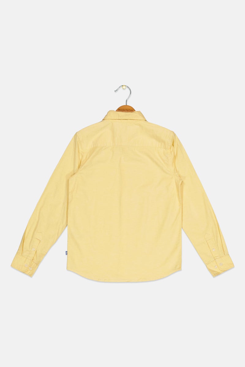Jack Jones Kids Boy Long Sleeve Embroidered Logo Casual Shirt, Yellow  - Image 2