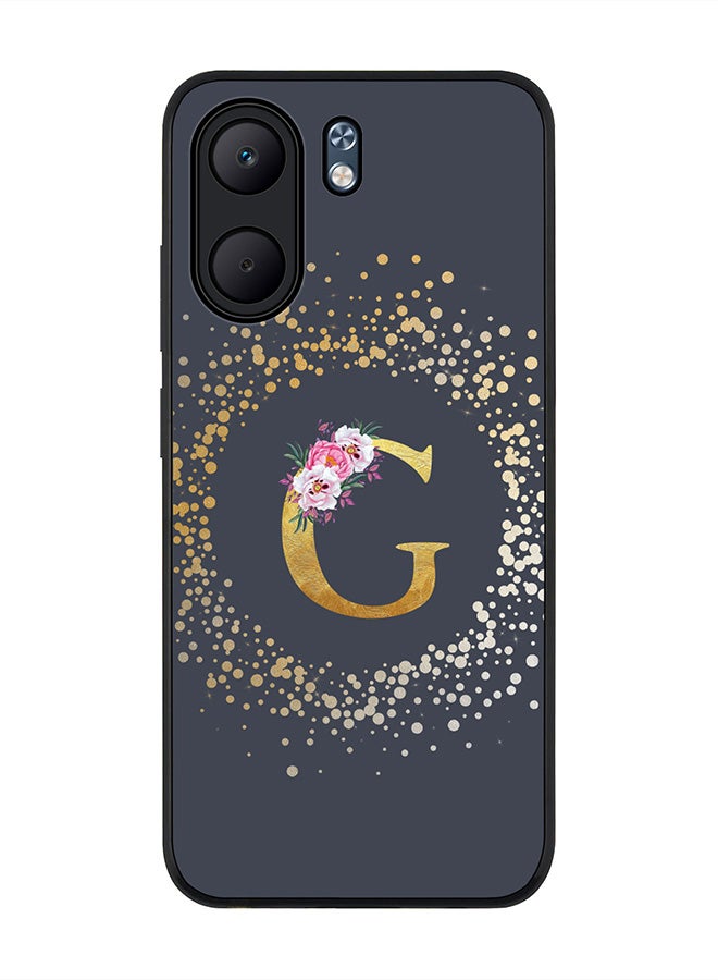 Stylizedd For Oppo A5x 5G / A5x 4G Case,Slim fit Camera Protection, Shockproof Thin Phone cover  - Custom Monogram Floral - G  (Grey )