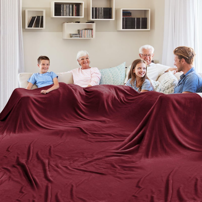 Edenleaf Big Oversized Extra Large Blanket Huge Fleece 10x10 Blanket California King Warm Companion for Whole Family Bed Sofa Couch Travel Camping 120x120 Wine