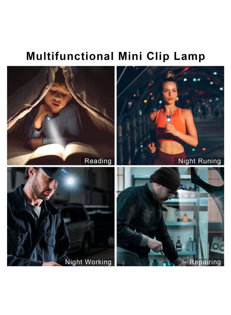 2Pcs Mini Headlamp Rechargeable Cob Work Light with Clip 1000LM 3 Hours Battery Life Super Bright Pocket Light Keychain Work Light Hat Light - Image 4