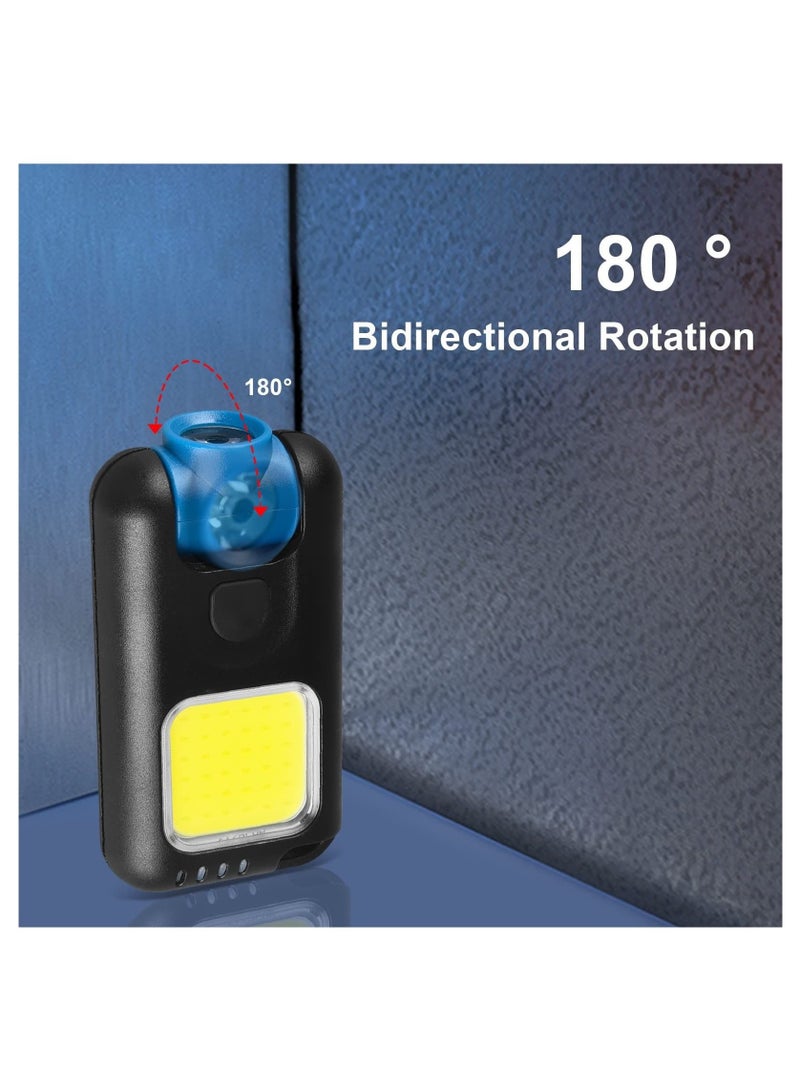 2Pcs Mini Headlamp Rechargeable Cob Work Light with Clip 1000LM 3 Hours Battery Life Super Bright Pocket Light Keychain Work Light Hat Light - Image 5