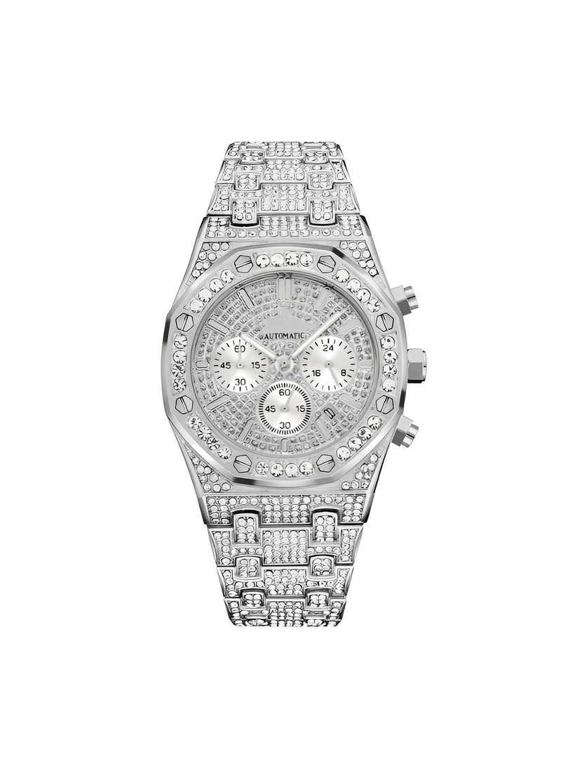 ريوكل ساعة كوارتز بمينا أرقام رومانية وحزام ساعة من الماس وتصميم مقاوم للماء و6 مؤشرات وساعة يد أنيقة للرجال والنساء - Image 4