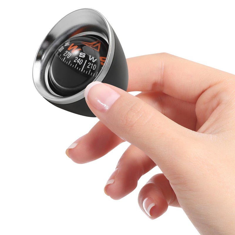 Black Car Dashboard Compass Ball with Adhesive Mount for Vehicle Navigation Outdoor Driving - Image 5