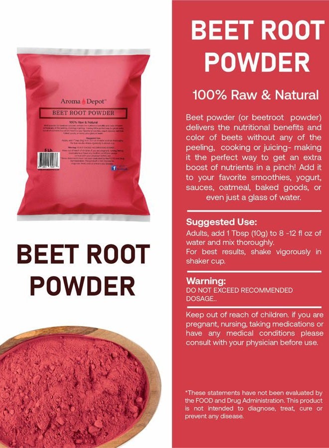 Aroma Depot Beet Root Powder 5 lb. Raw & Non-GMO I Vegan & Gluten Free I Nitric Oxide Booster I Boost Stamina and Increases Energy I Immune System Booster I 100% Natural - Image 4