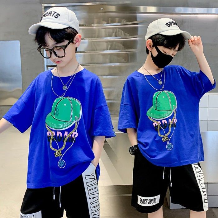 Pure Cotton Boys' Round Neck Short-Sleeved T-Shirt 2026 New Style Kidsren'S Loose-Fitting Bottoming Shirt For Older Kidsren Trendy Half-Sleeved Top - Image 1