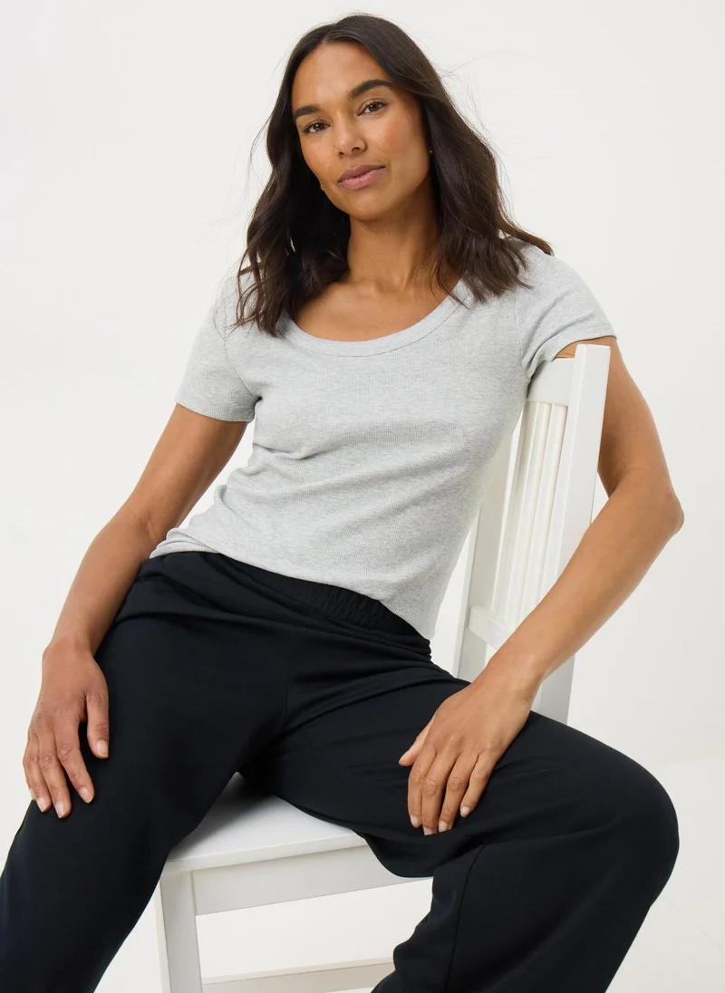 Matalan Grey Marl Fitted Scoop Neck T-Shirt