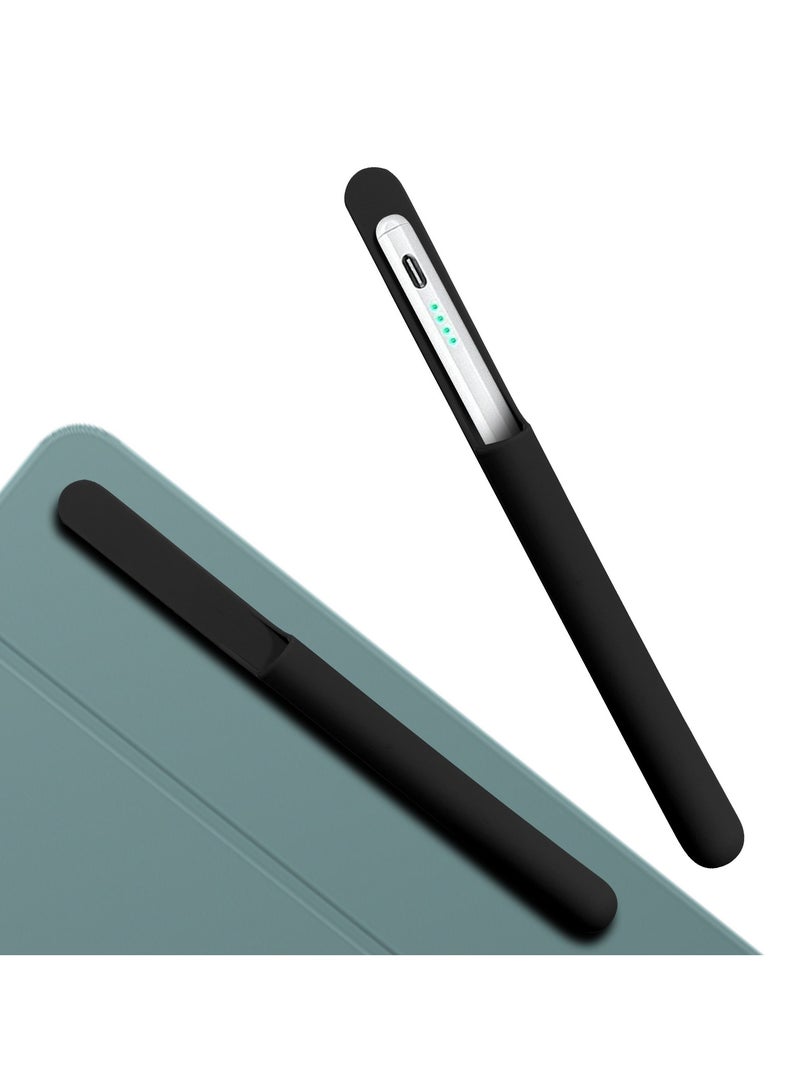 حامل قلم سيليكون لجهاز Apple Pencil اللوحي، الجيل الثاني، جراب واقٍ من السيليكون باللون الأسود - Image 1