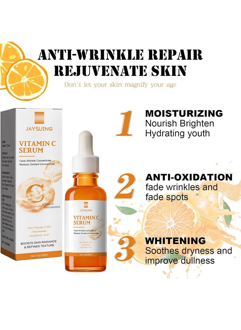 Jaysuing - Vitamin C Serum for Face, Anti Aging Face Serum with Vitamin C, Hyaluronic Acid, Vitamin E, Brightening Serum for Dark Spots, Even Skin Tone, Eye Area, Fine Lines & Wrinkles, 30ml Pack Of 3 - Image 1