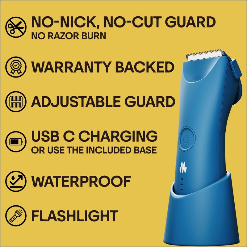 MERIDIAN Trimmer Plus Body Hair Manscaping Trimmer, Adjustable Guard, USB C Charging, Flash Light, Travel Lock, Charging Dock, Bikini Trimmer, Mens Body Hair Trimmer - Ocean - Image 2
