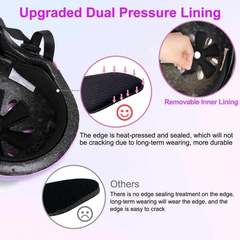 DINILEMU Kids Toddler Bike Helmet for Kids 3-5-8-14 Skateboard Helmet for Roller Skate Scooter Inline Skating Longboard Boys Girls Bicycle Helmet Pink Purple - Image 5