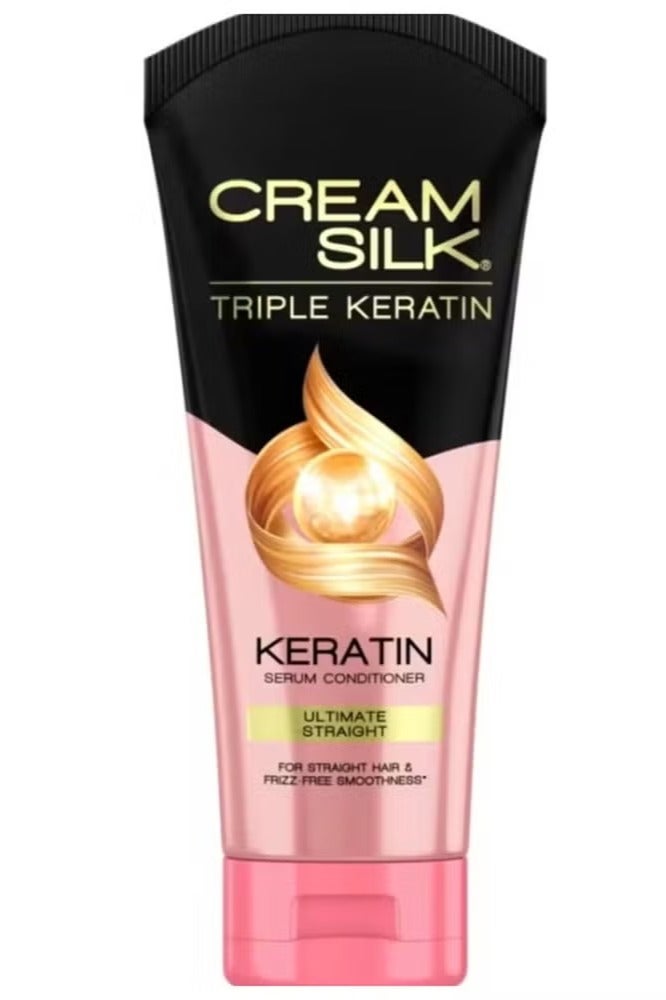 Creamsilk Triple Keratin Rescue Conditioner Ultimate Straight - Keratin Serum for Frizz-Free Smooth Hair - 170ml