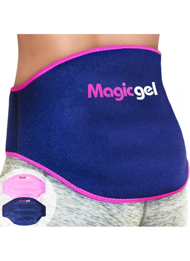 Magic Gel Magic Gel Ice Pack for Back Pain Relief | 2 Pack Lower Back Gel Pack Wrap for Hot or Cold Therapy | Relief for Lower Lumbar, Sciatic Nerve, Herniated or Degenerative Disc, Coccyx, Tailbone Pain  - Image 1