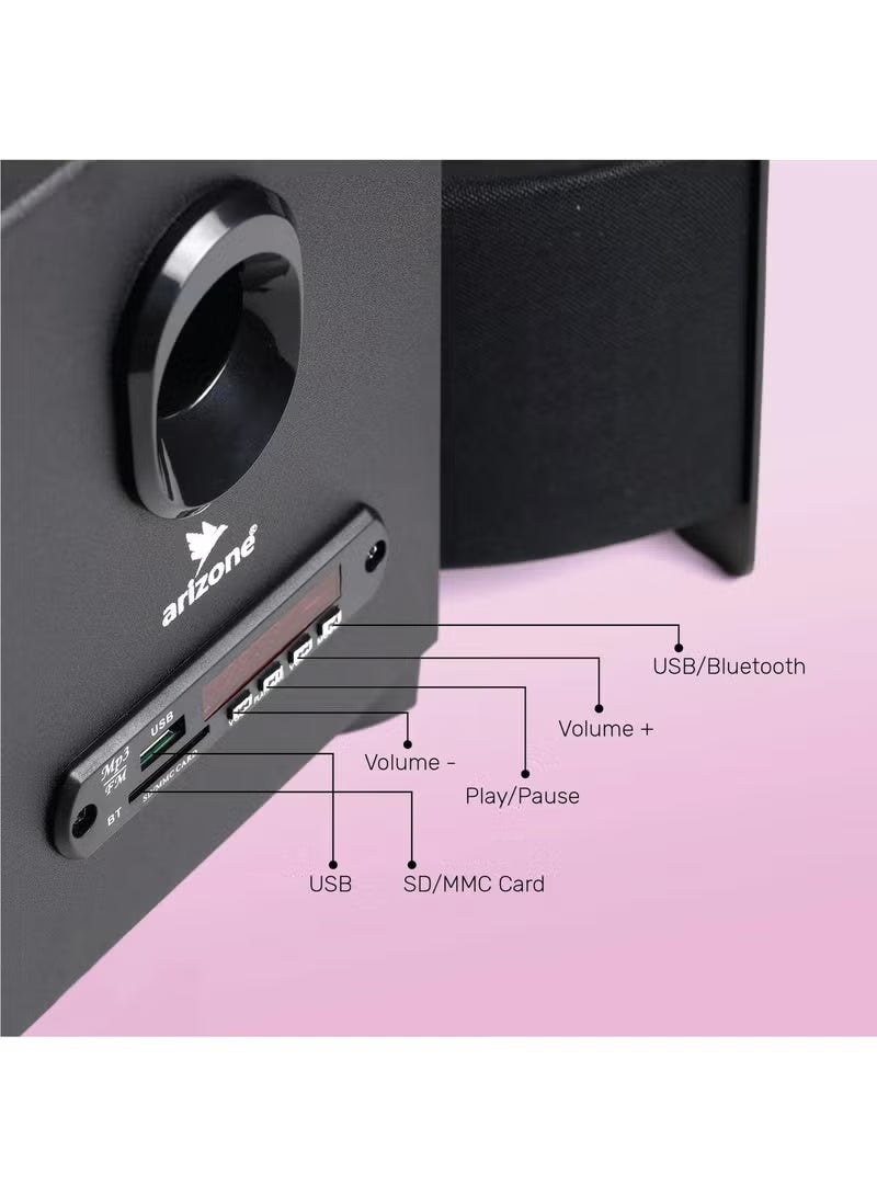 arizone AS-6000U MULTIMEDIA USB 21 BT SPEAKER Speakers with Powerful Subwoofer, USB and Bluetooth Connectivity, TF Card Slot, USB Disk Slot, FM - Image 3