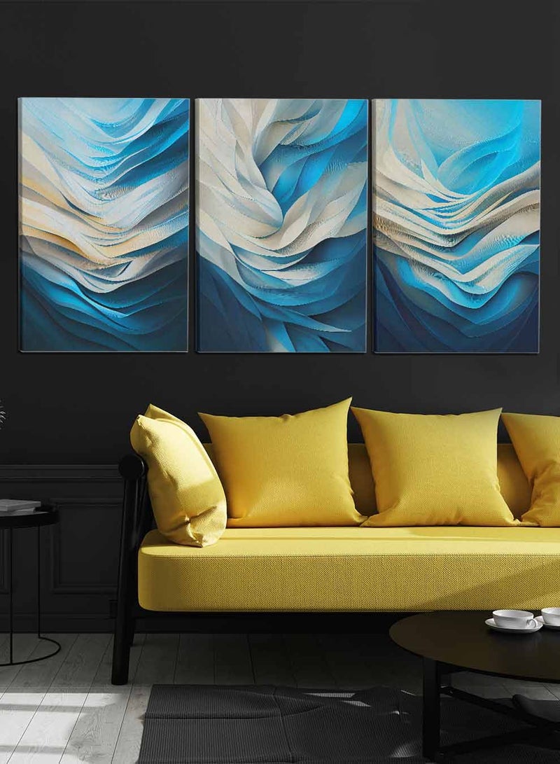 LOWHA Set Of 3 Framed Canvas Wall Arts Stretched Over Wooden Frame, Abstract Paintings, For Home, Living Room, Office Decor - Image 4