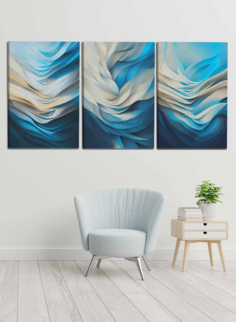 LOWHA Set Of 3 Framed Canvas Wall Arts Stretched Over Wooden Frame, Abstract Paintings, For Home, Living Room, Office Decor - Image 2