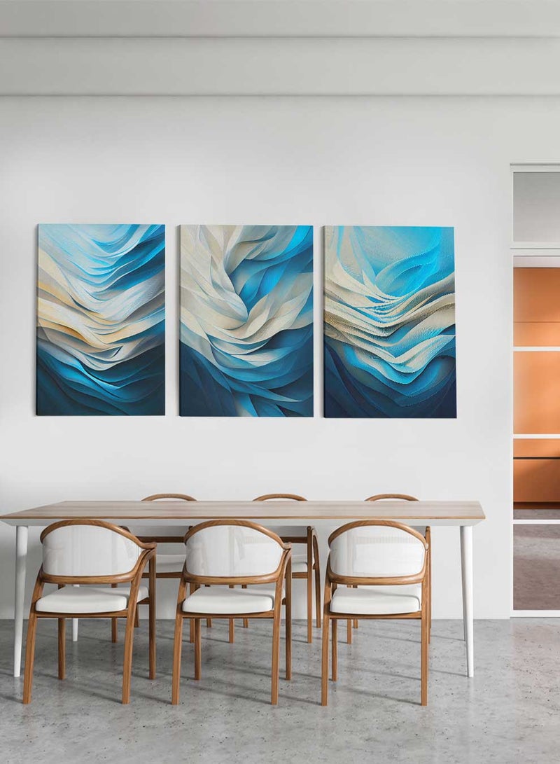 LOWHA Set Of 3 Framed Canvas Wall Arts Stretched Over Wooden Frame, Abstract Paintings, For Home, Living Room, Office Decor - Image 3