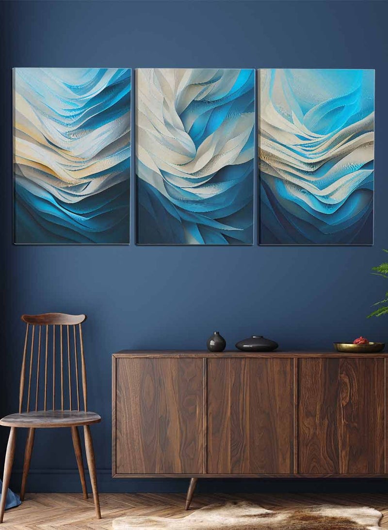 LOWHA Set Of 3 Framed Canvas Wall Arts Stretched Over Wooden Frame, Abstract Paintings, For Home, Living Room, Office Decor - Image 1