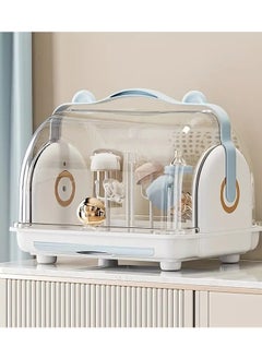 Little tots Baby Desktop Storage Box With Lid, Dustproof Bottle, Drain Storage Rack, Baby Tableware, Food Supplement Tool, Finishing And Storage Blue Color  - Image 1