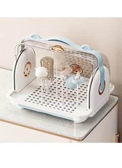 Little tots Baby Desktop Storage Box With Lid, Dustproof Bottle, Drain Storage Rack, Baby Tableware, Food Supplement Tool, Finishing And Storage Blue Color  - Image 3