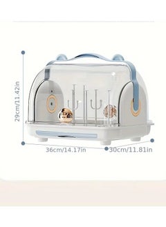 Little tots Baby Desktop Storage Box With Lid, Dustproof Bottle, Drain Storage Rack, Baby Tableware, Food Supplement Tool, Finishing And Storage Blue Color  - Image 5