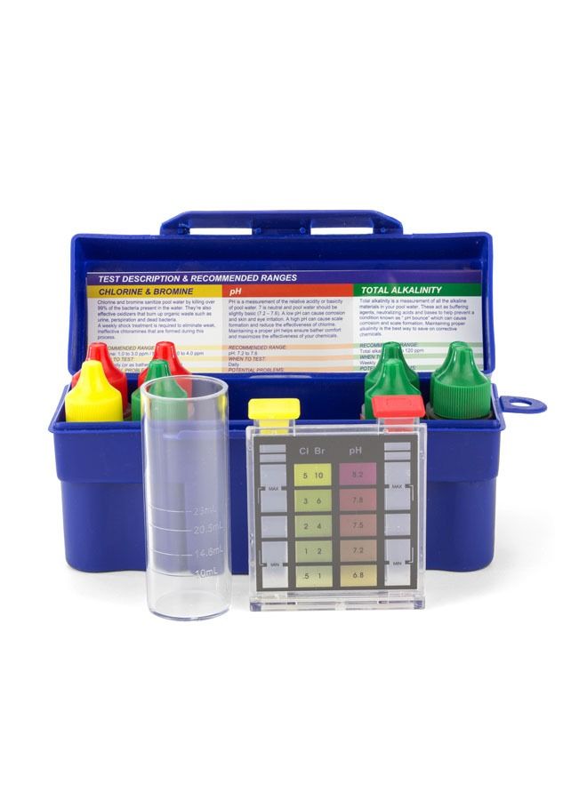 Smart Innovation 6 Way Swimming Pool Water Chemical Testing Pack with Storage Kit - Image 1