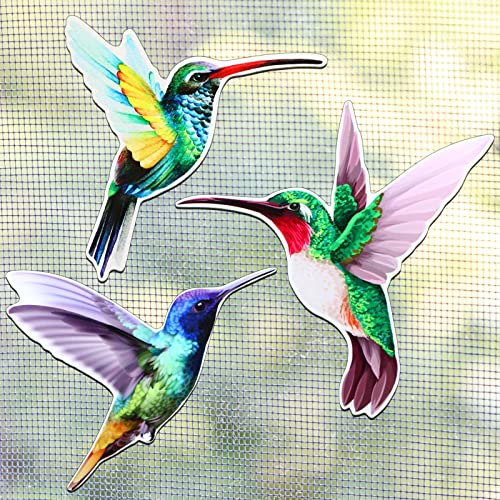 Konohan 3 Pairs Hummingbird Screen Door Magnets Double Sided Patio Flexible Magnetic Screen Saver Decorative Retractable Window Magnetic Decals for Sliding Patio Door(Classic) - Image 1