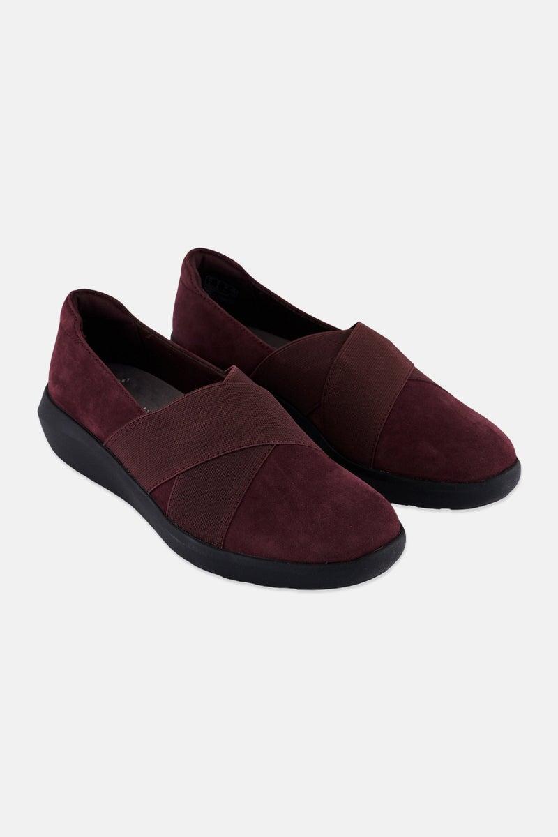 clarks Women Standard Kayleigh Slip On Suede Shoes, Burgundy - Image 1