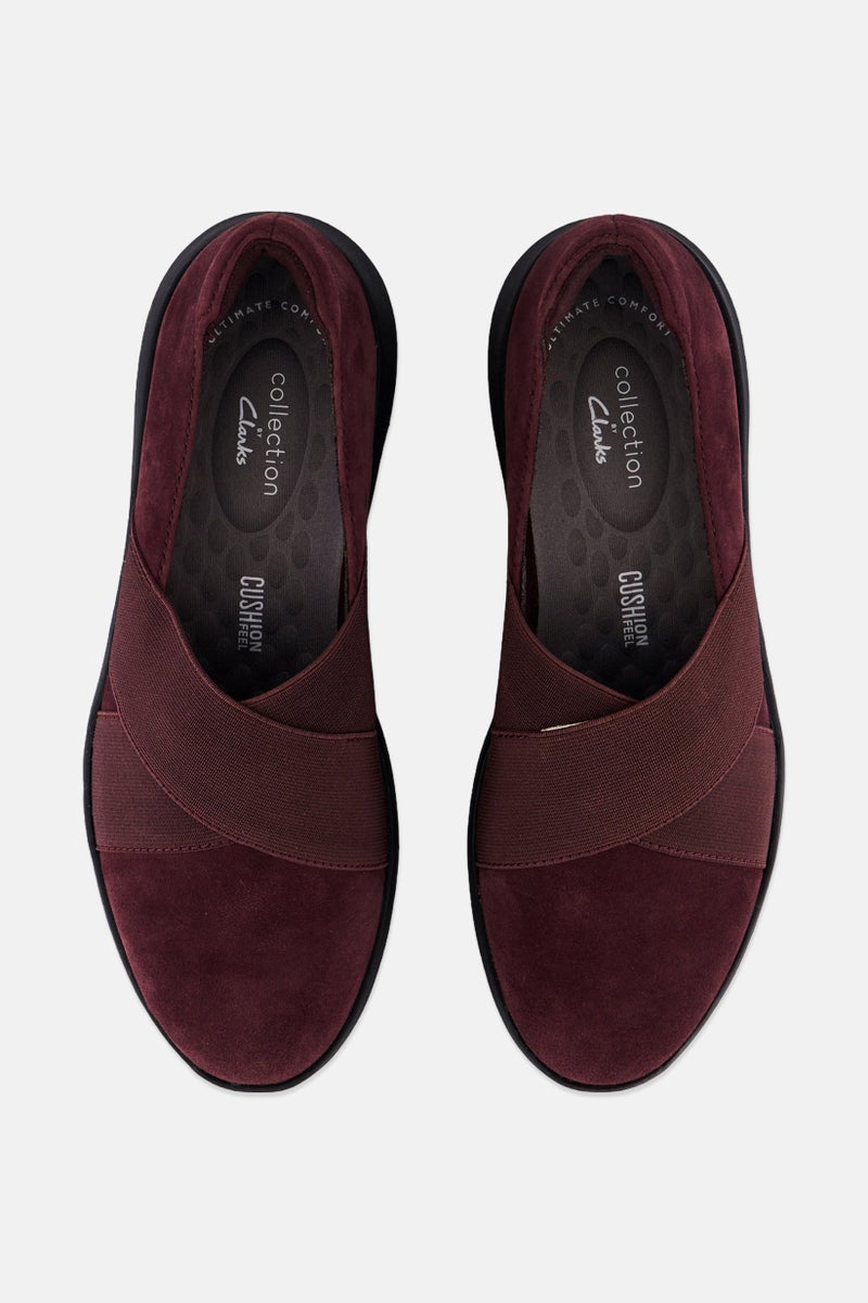 clarks Women Standard Kayleigh Slip On Suede Shoes, Burgundy - Image 3