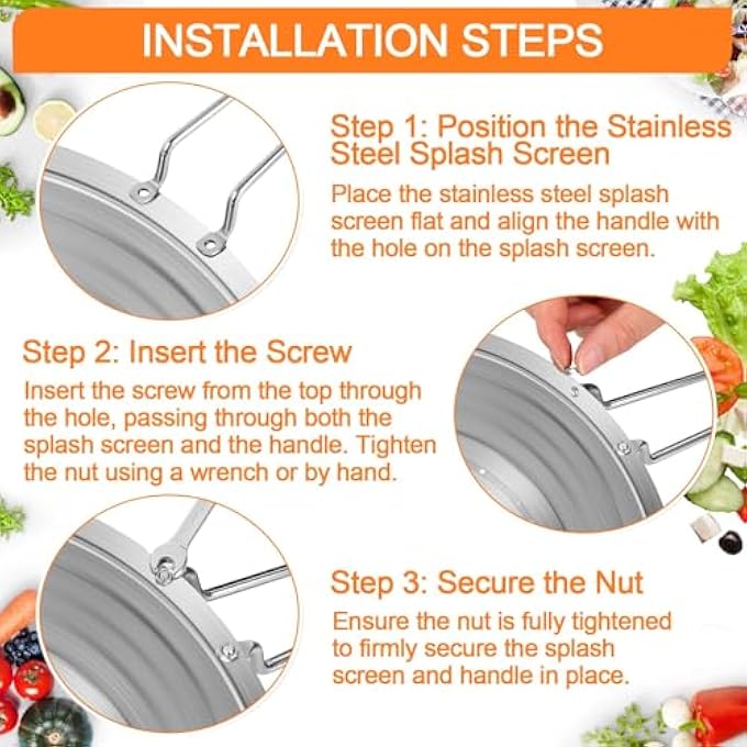 KASTWAVE Stainless Steel Splatter Screen 32Cm Splash Guard With Filter Hole Anti Scalding Handle Grease Splatter Guard For Cooking To Prevent Oil Splatter Safe Cooking Silver - Image 4