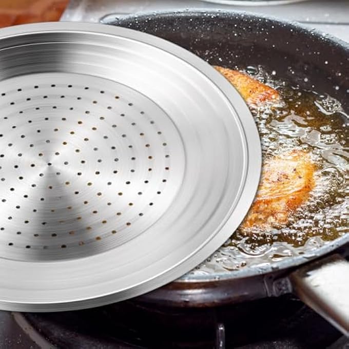 KASTWAVE Stainless Steel Splatter Screen 32Cm Splash Guard With Filter Hole Anti Scalding Handle Grease Splatter Guard For Cooking To Prevent Oil Splatter Safe Cooking Silver - Image 3