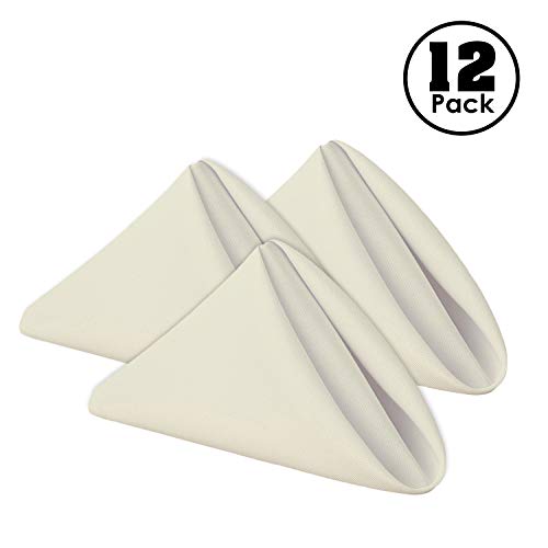 Gee Di Moda Cloth Napkins - 17 x 17 Inch Ivory Dinner Napkins - Set of 12 Soft & Absorbent Washable Fabric Cloth Table Napkins with Hemmed Edges for Hotel Restaurant, Holiday Parties & Wedding - Image 2