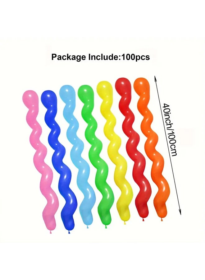 زيمي [100 قطعة من البالونات الملتوية الحلزونية الملونة] عبوة من 100 بالونة ملتوية حلزونية متعددة الألوان من اللاتكس - ألوان قوس قزح متنوعة مقاس 40 بوصة لأعياد الميلاد وحفلات الزفاف وديكورات الحفلات والمهرجانات وديكور الغرفة - Image 3