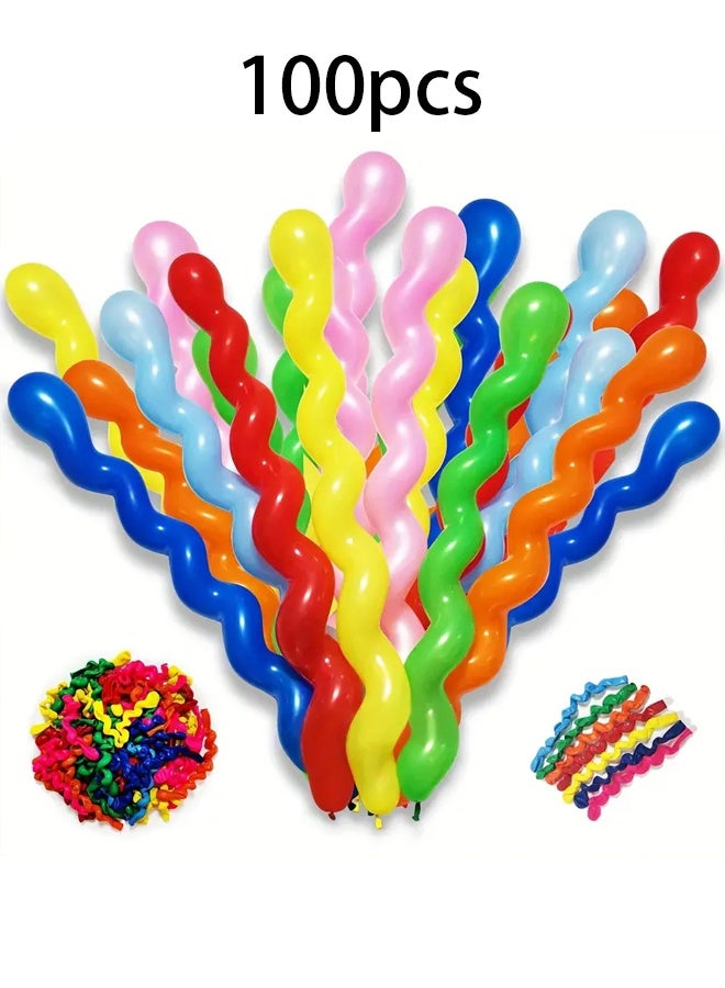 زيمي [100 قطعة من البالونات الملتوية الحلزونية الملونة] عبوة من 100 بالونة ملتوية حلزونية متعددة الألوان من اللاتكس - ألوان قوس قزح متنوعة مقاس 40 بوصة لأعياد الميلاد وحفلات الزفاف وديكورات الحفلات والمهرجانات وديكور الغرفة - Image 1