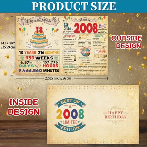 FANCYLUCKY Happy 18th Birthday Card Gifts for Him Her, Retro 18th Birthday Decorations for Boys Girls, Gifts for 18 Year Old Son Daughter - Image 2