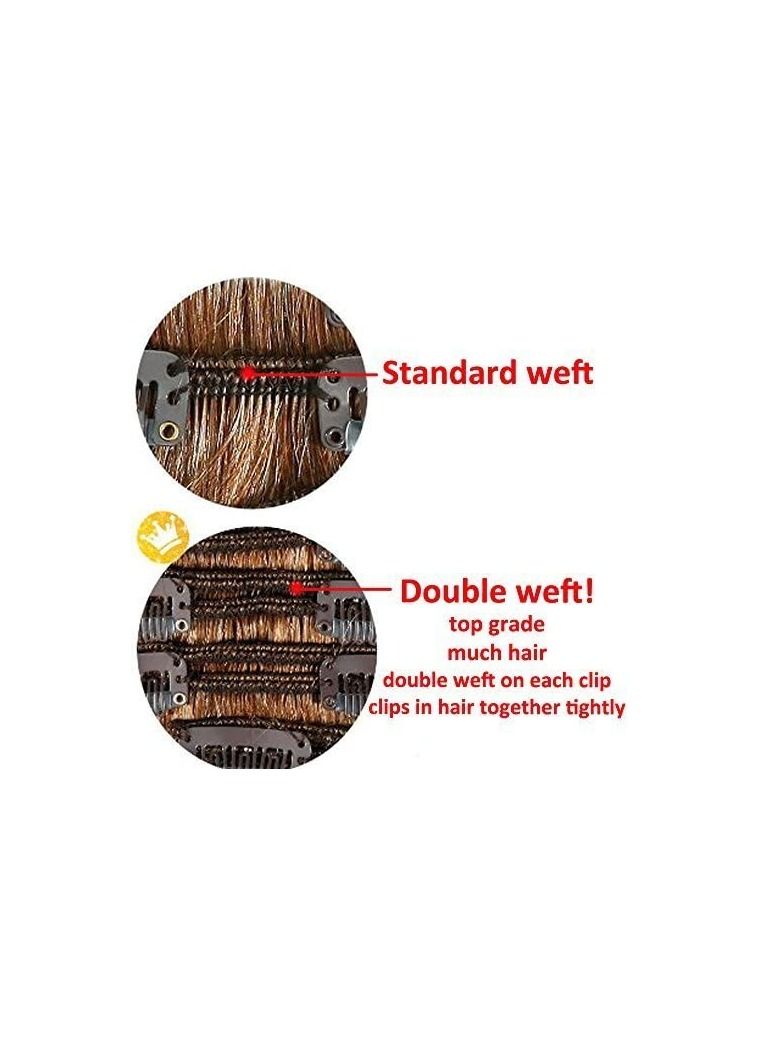 Estelle 7 Pcs 16 Clips 23"-24" Thick Curly Straight Full Head Clip in on Double Weft Hair Extensions Dark Black Curly - Image 4