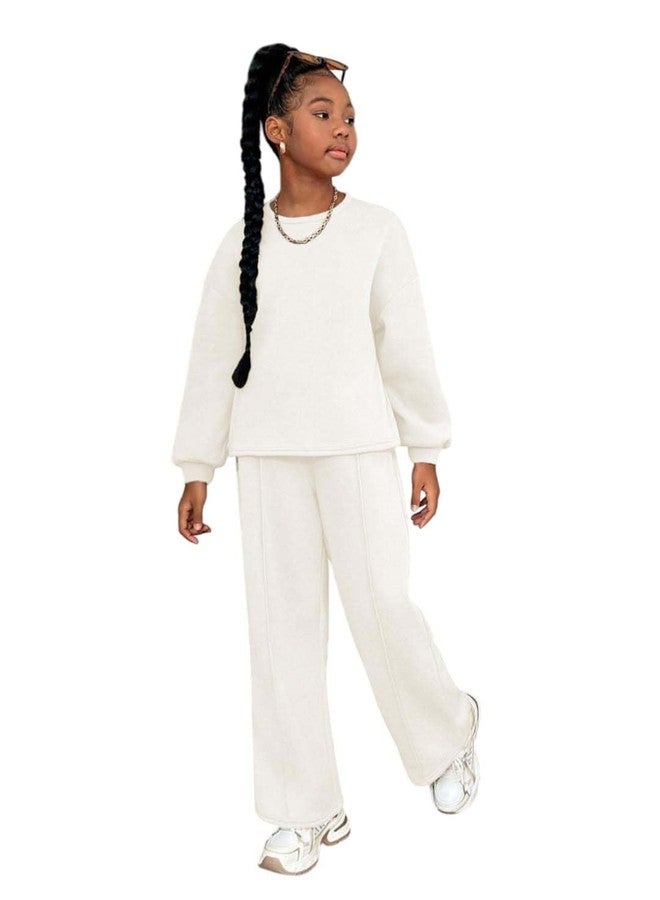 كوتي طقم شتوي للبنات من KOTTY، لون أبيض باهت سادة، بياقة دائرية - KTTFKGIRLSWINTERSET02_5-6Years - Image 1
