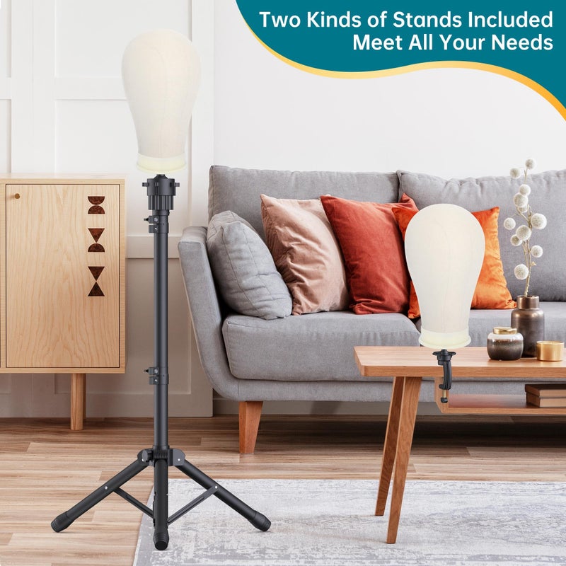 Retbtnm Wig Stand with Head 50 Inches, Wig Head Stand with 22 Inches Mannequin Head, Height Adjustable Metal Tripod Wig Stand, Manikin Head Set for Wigs Display Making Hair Weave and Styling - Image 5