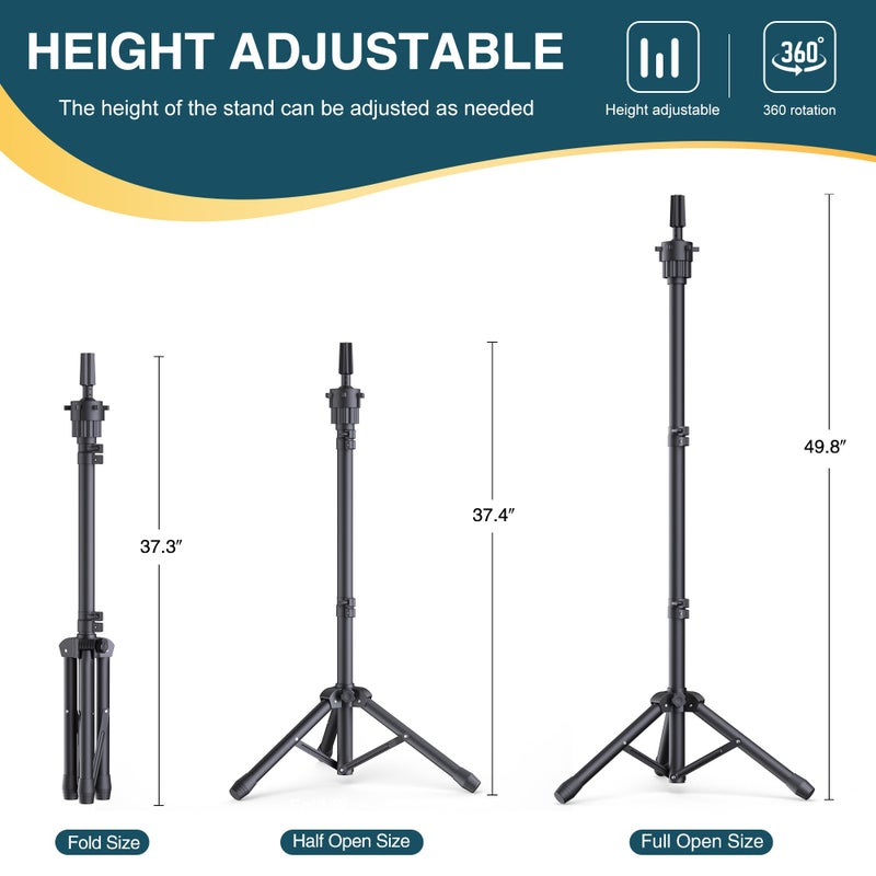 Retbtnm Wig Stand with Head 50 Inches, Wig Head Stand with 22 Inches Mannequin Head, Height Adjustable Metal Tripod Wig Stand, Manikin Head Set for Wigs Display Making Hair Weave and Styling - Image 3