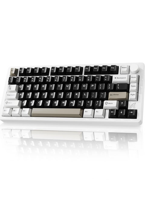 لوحة مفاتيح ألعاب لاسلكية X86 RGB مع مقبض، لوحة مفاتيح ميكانيكية مصنوعة من سبائك الألومنيوم بنسبة 75%، لوحة مفاتيح مخصصة قابلة للتبديل السريع بتقنية البلوتوث/2.4 جيجاهرتز/USB-C، بطارية 4000 مللي أمبير، مفتاح Matcha الخطي