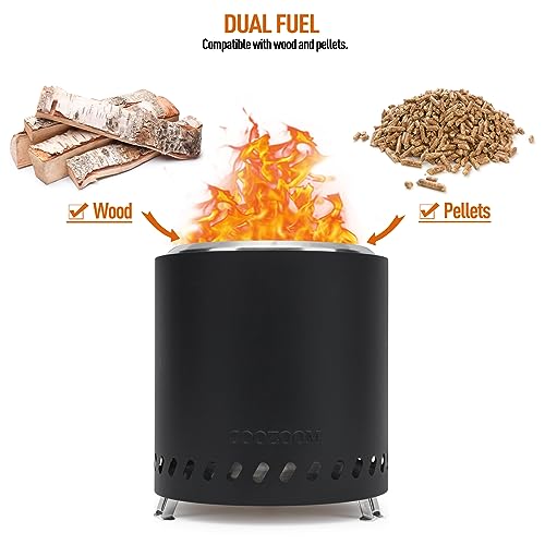 COOZOOM Portable Table Top Fire Pit with Stand, 8.6" Stainless Steel Mini Outdoor Low Smoke Burning Tabletop Firepit Fueled by Pellets or Wood, for Outside Camping Black - Image 4