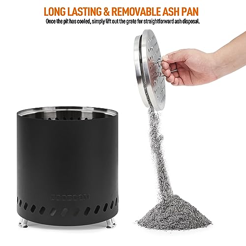 COOZOOM Portable Table Top Fire Pit with Stand, 8.6" Stainless Steel Mini Outdoor Low Smoke Burning Tabletop Firepit Fueled by Pellets or Wood, for Outside Camping Black - Image 3