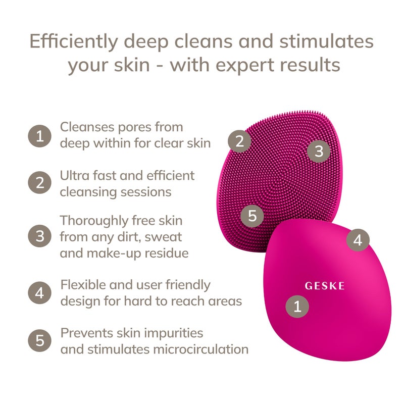 GESKE SmartAppGuidedâ„¢ Facial Brush | 4 in 1 | Professional Facial Cleansing Brush | Skin Cleansing Silicone Facial Brush | Routine Skincare | Gentle Cleansing | Facial Cleanser - Image 2
